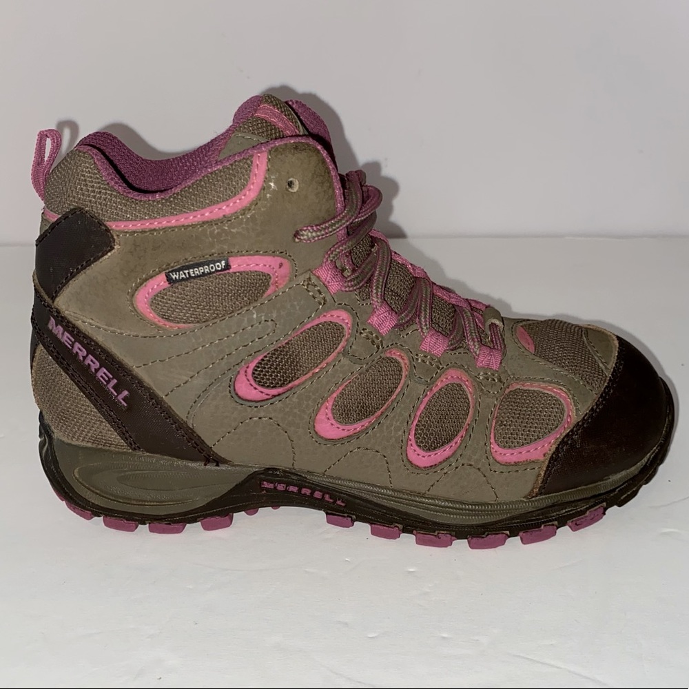 Merrell Girls Waterproof Hiking Hilltop Leather Upper Size 2